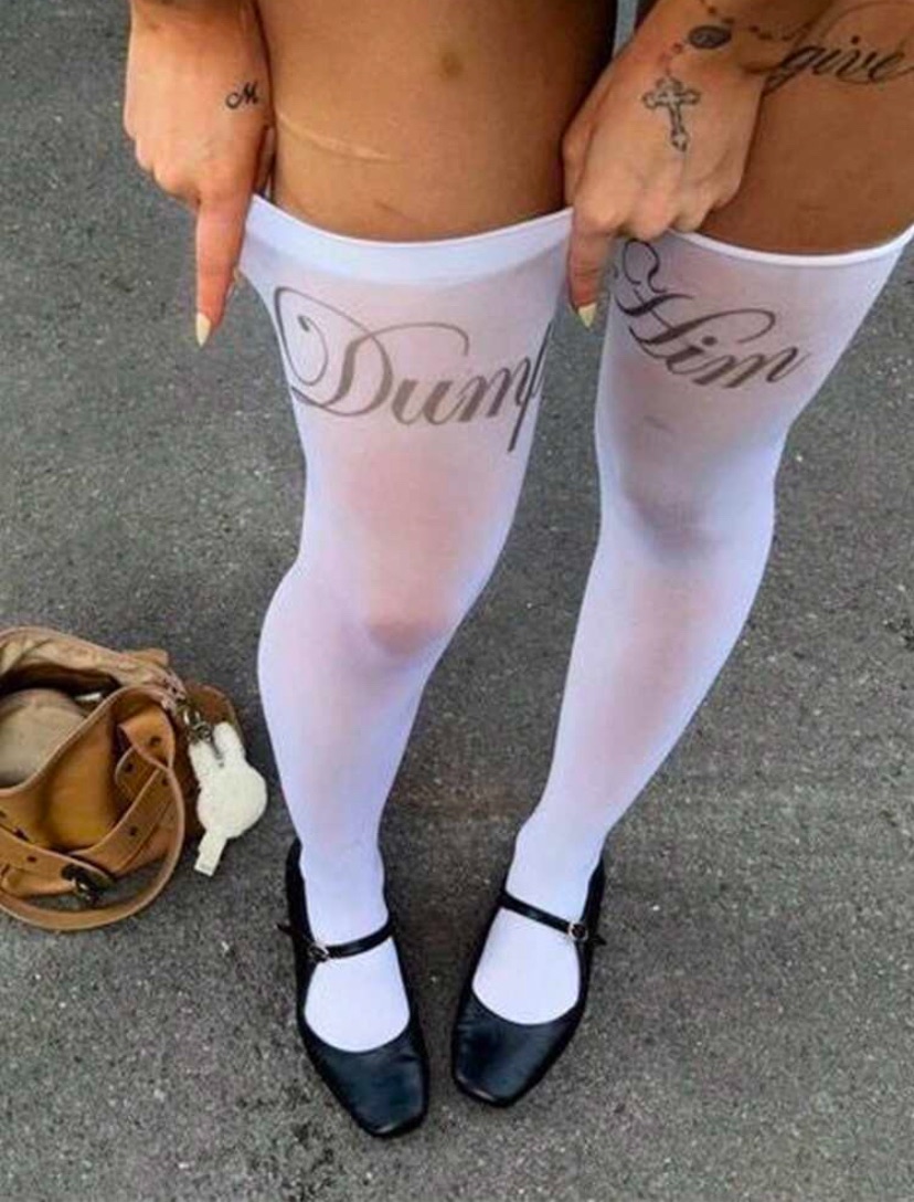 Y2K street style sheer thigh high socks