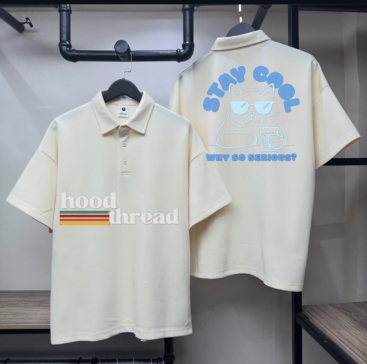 Hood Thread Stay Cool Oversized Polo – Cream Edi