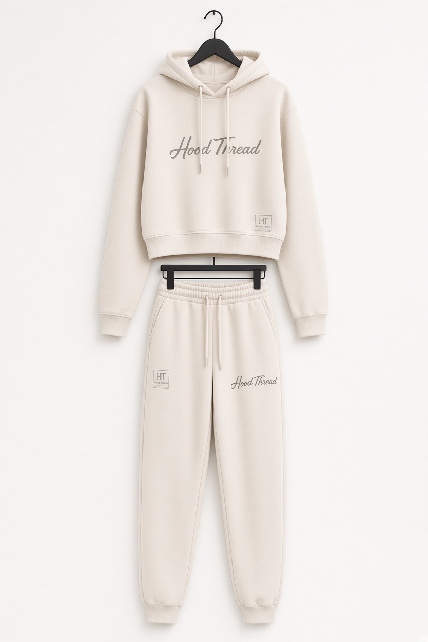 Hood Thread Essential Cream Tracksuit Set