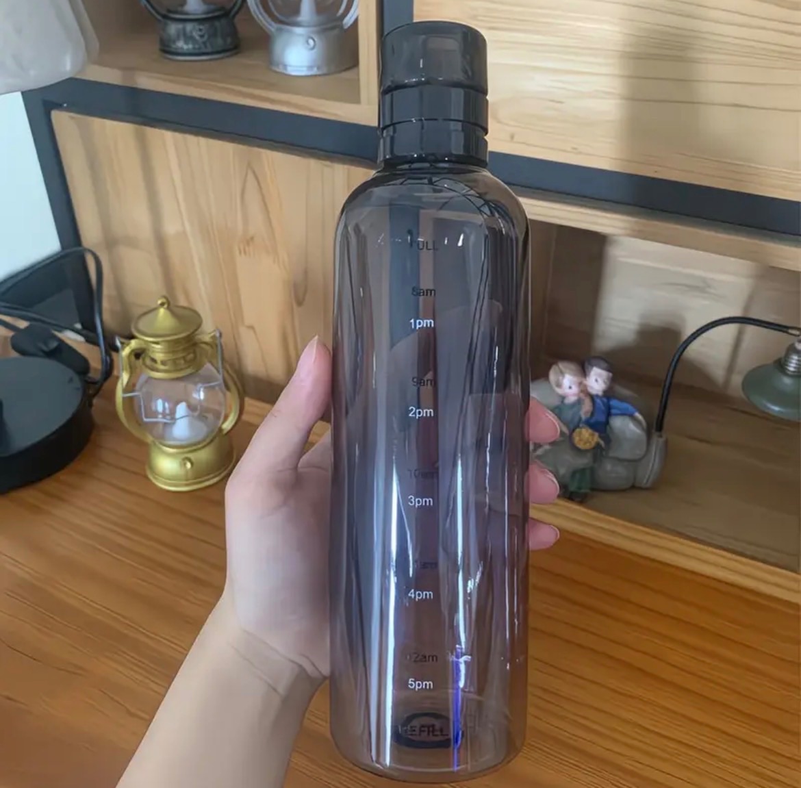 FANTIA Large Capacity Leakproof PC Water Bottle with Time Markings, Drop-Resistant Shatterproof Bottle Suitable for Gym,, Travel, Hydration Tracking & Time Management