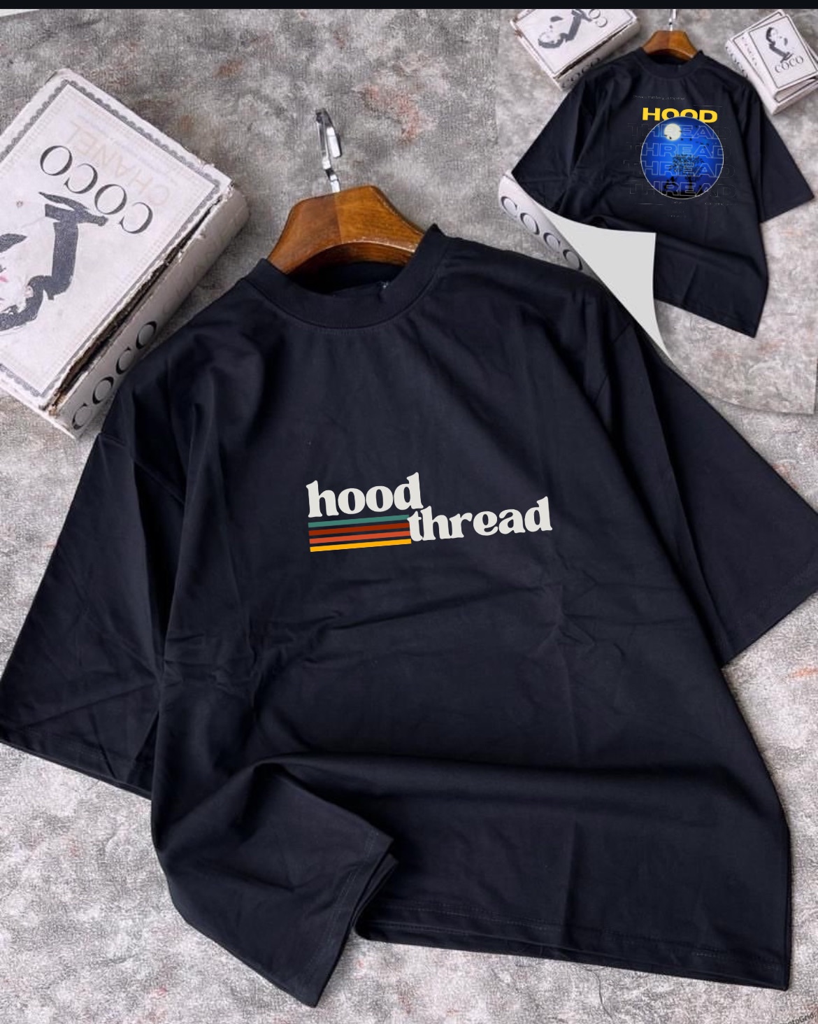 Hood Thread Retro Graphic Tee – Black